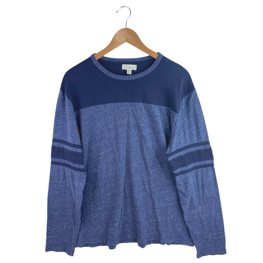 J.Crew Men's Navy Blue Colorblock Oversized Long Sleeve T Shirt Tee Top Size XL